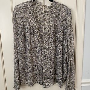 Free People blue floral/paisley blouse
